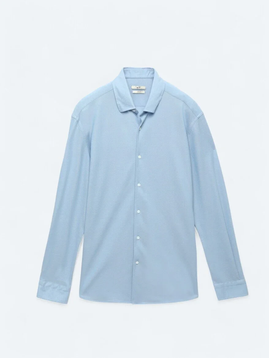 Blue Regular Fit Knitting Casual Cotton Blended Shirt - 6
