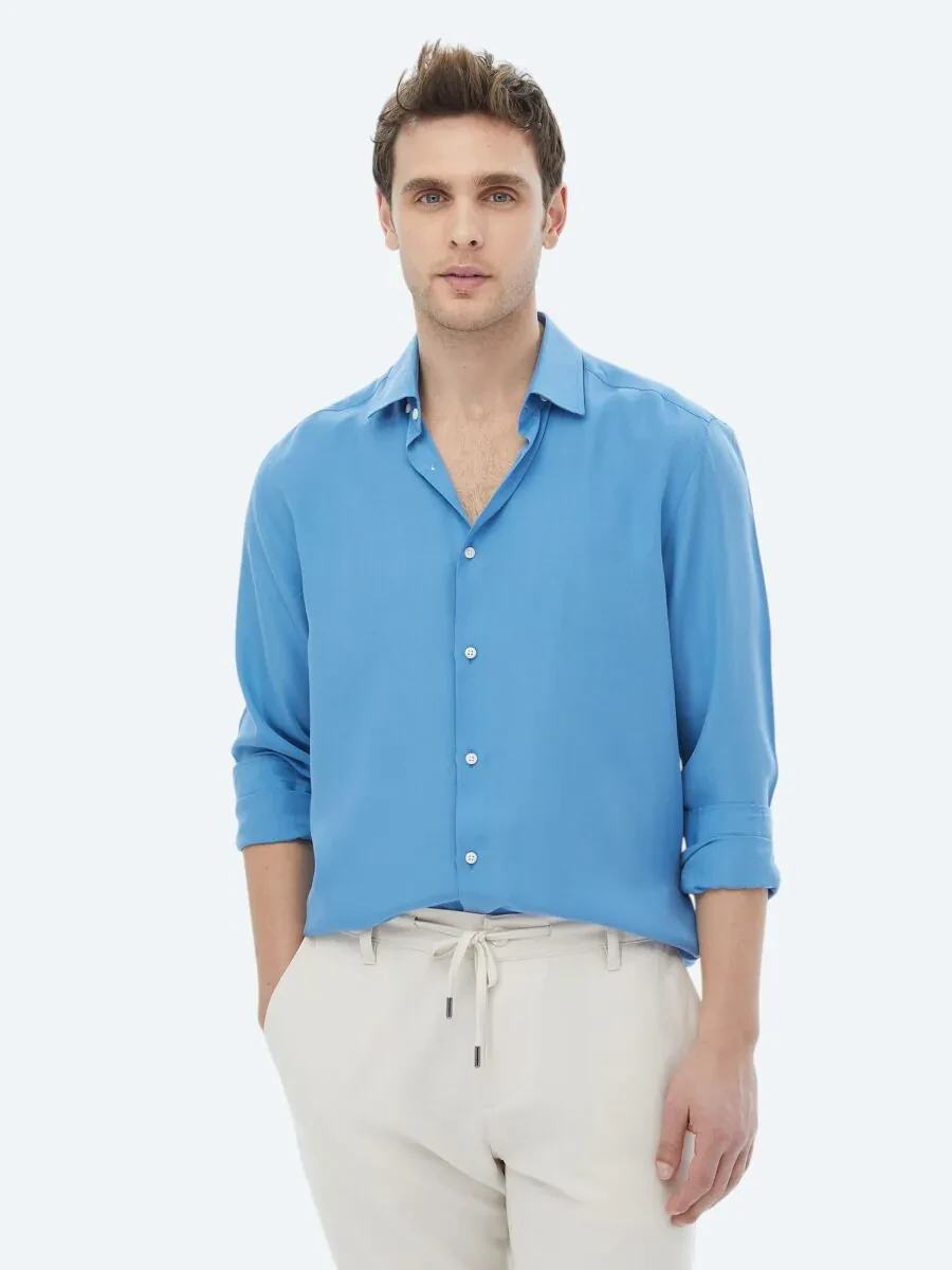 Blue Regular Fit Weaving Casual Shirt - 1