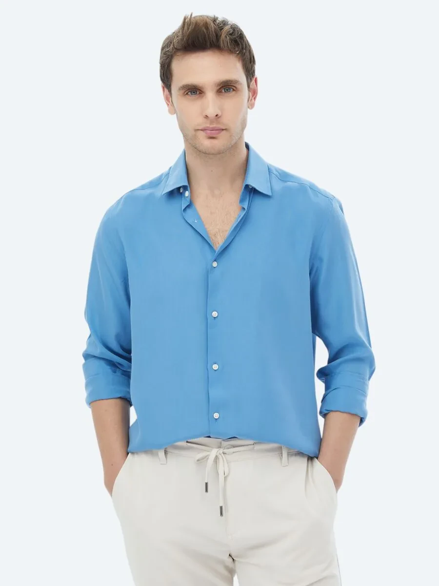 Blue Regular Fit Weaving Casual Shirt - 3