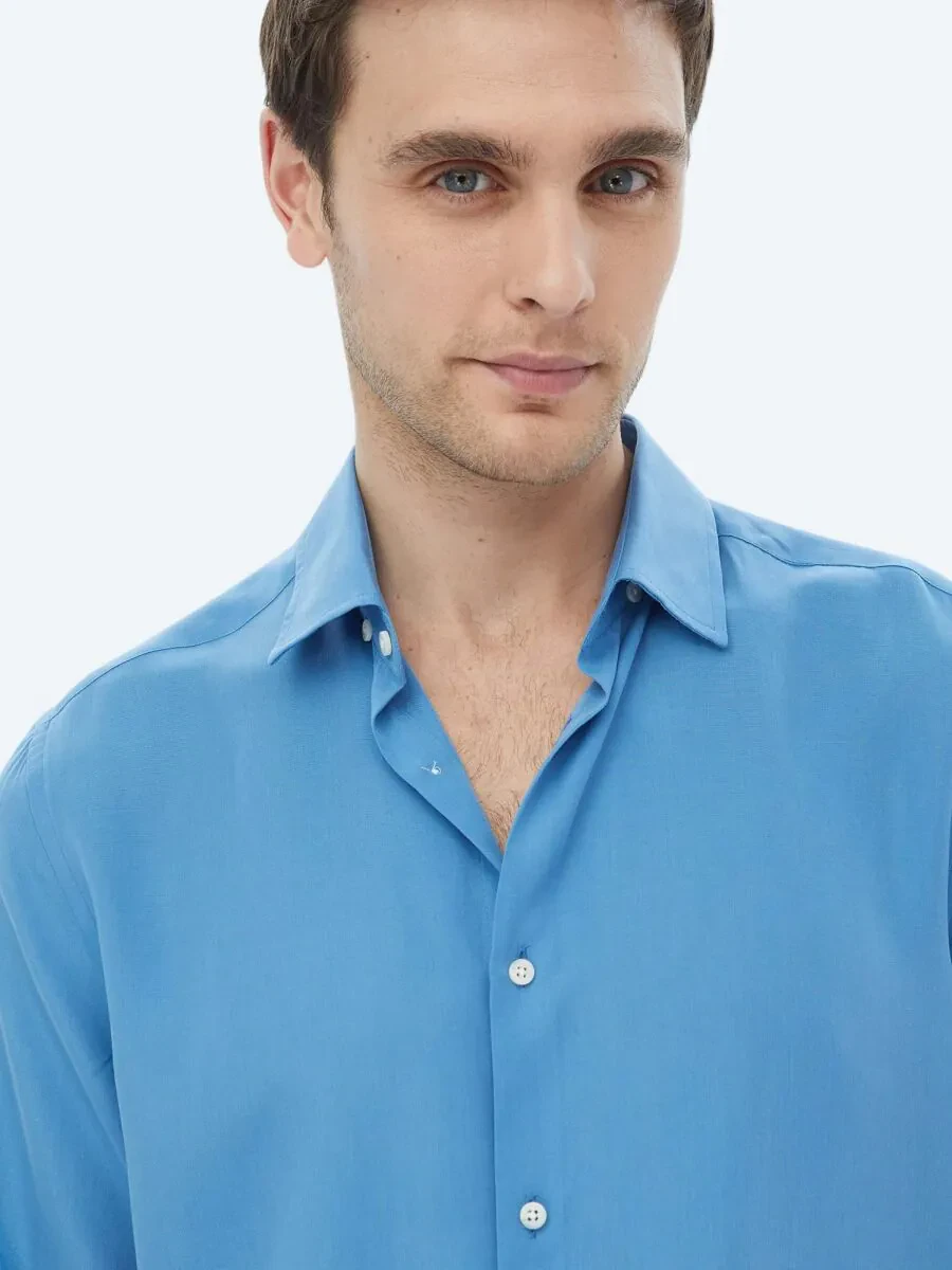Blue Regular Fit Weaving Casual Shirt - 5