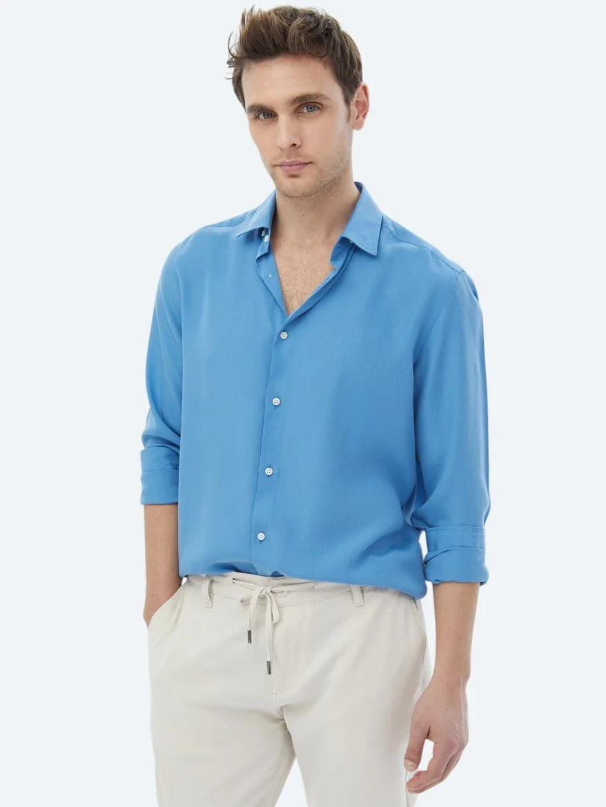 Blue Regular Fit Weaving Casual Shirt - 7