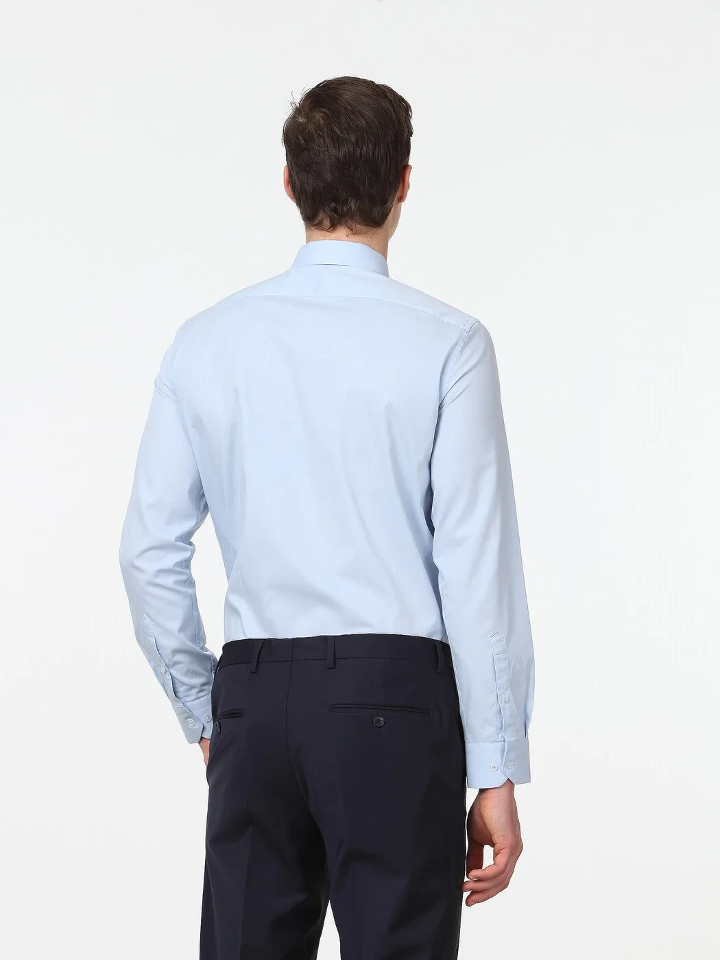 Blue Regular Fit Weaving Classical Cotton Blended Shirt - 4
