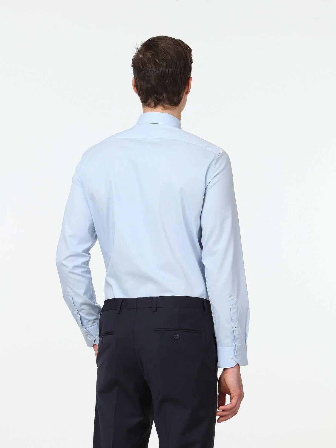 Blue Regular Fit Weaving Classical Cotton Blended Shirt - 4