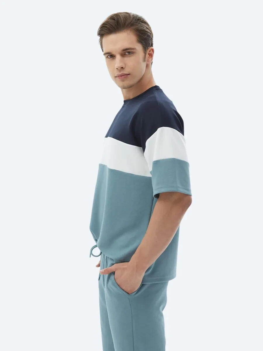 Blue Striped Crew Neck T-Shirt - 3