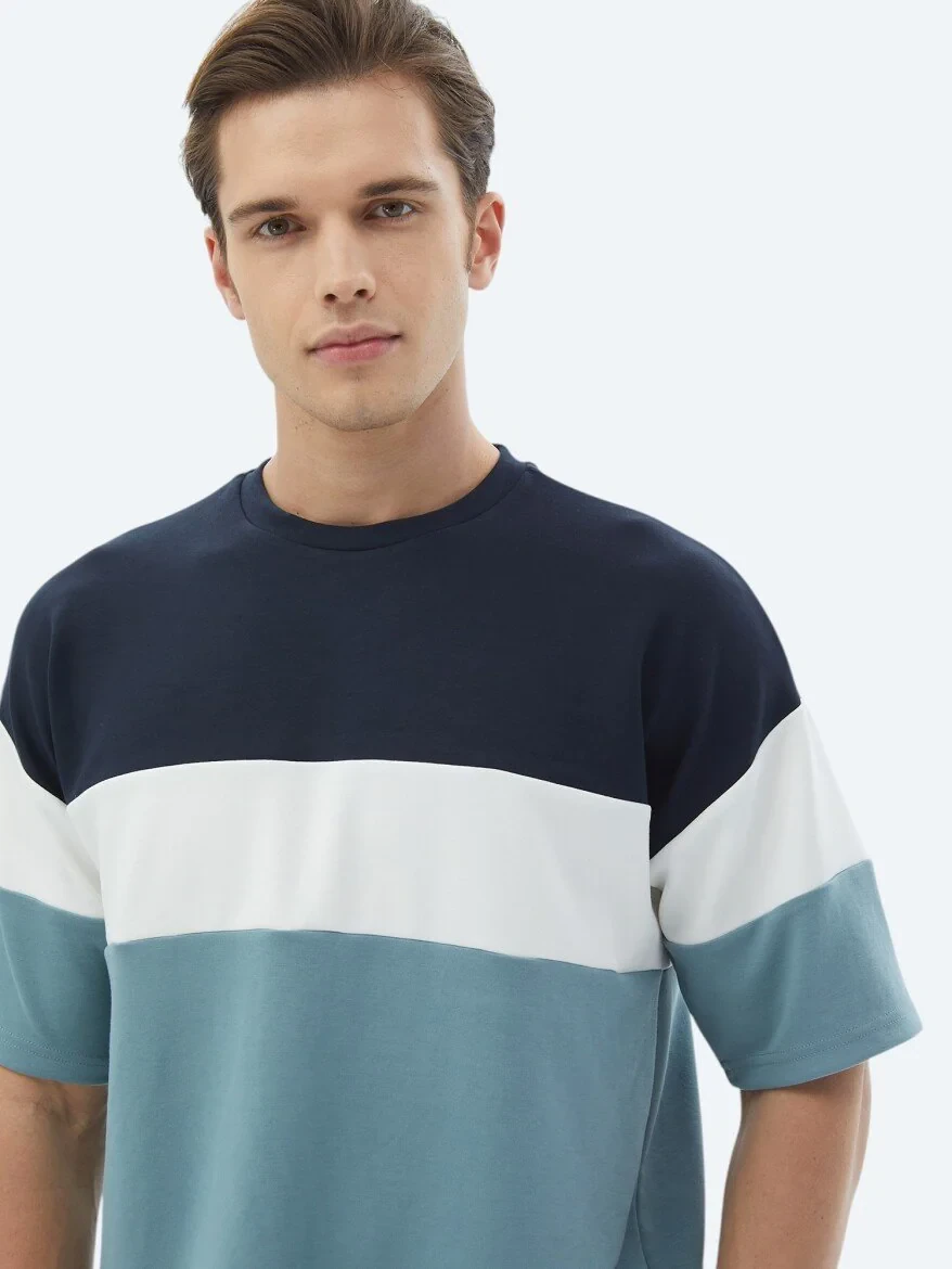 Blue Striped Crew Neck T-Shirt - 4