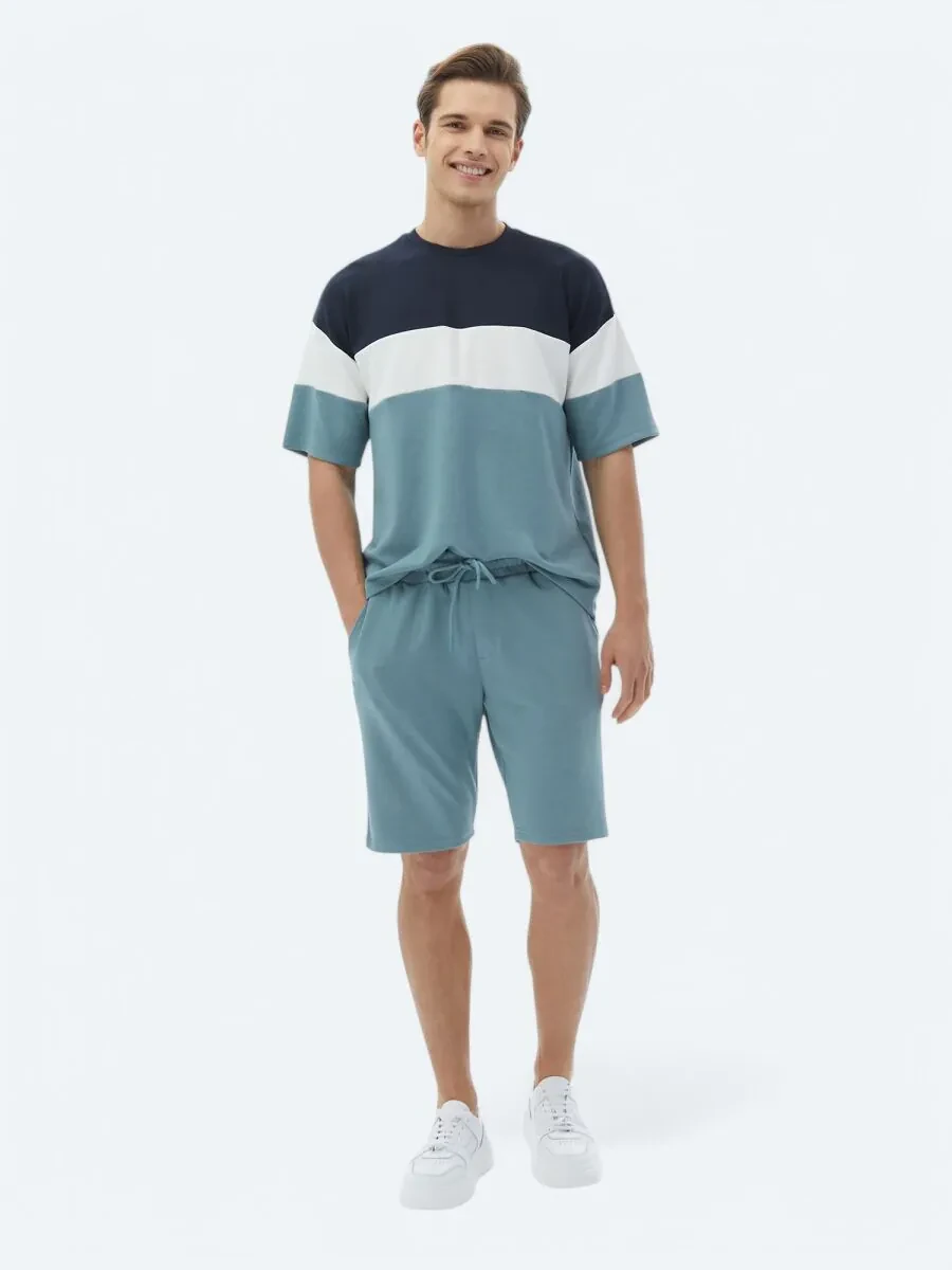 Blue Striped Crew Neck T-Shirt - 5