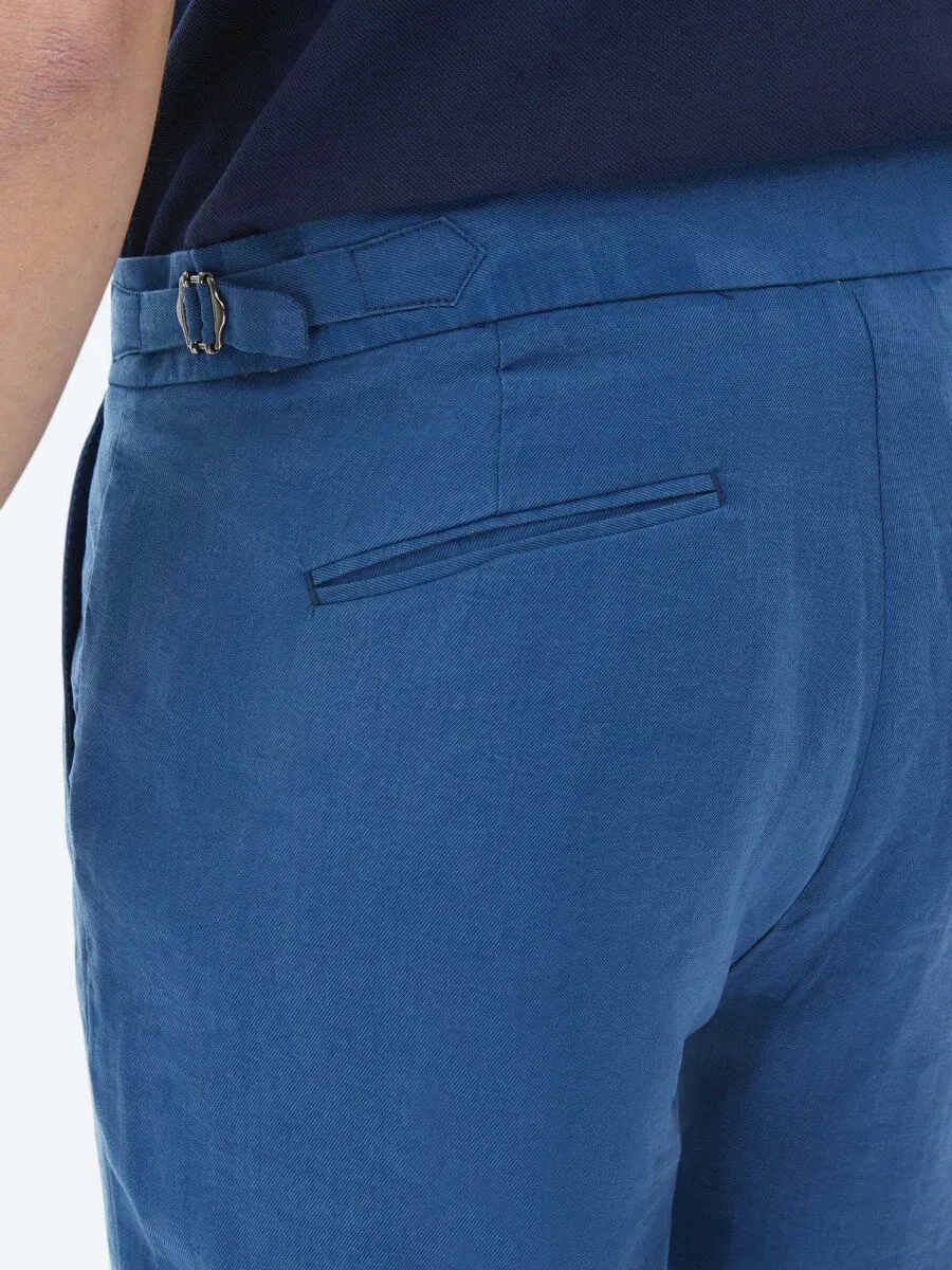 Blue Weaving Carrot Fit Casual Bermuda - 5