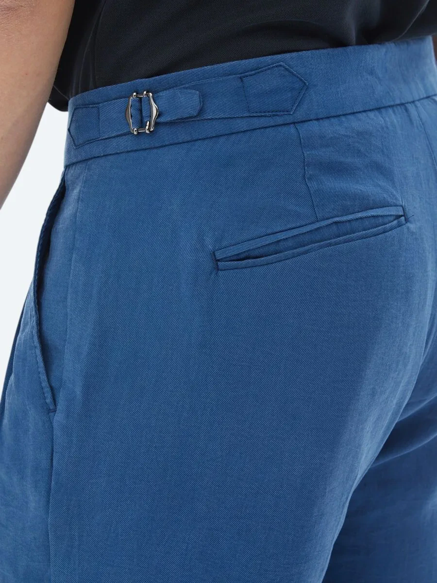 Blue Weaving Carrot Fit Casual Trousers - 5