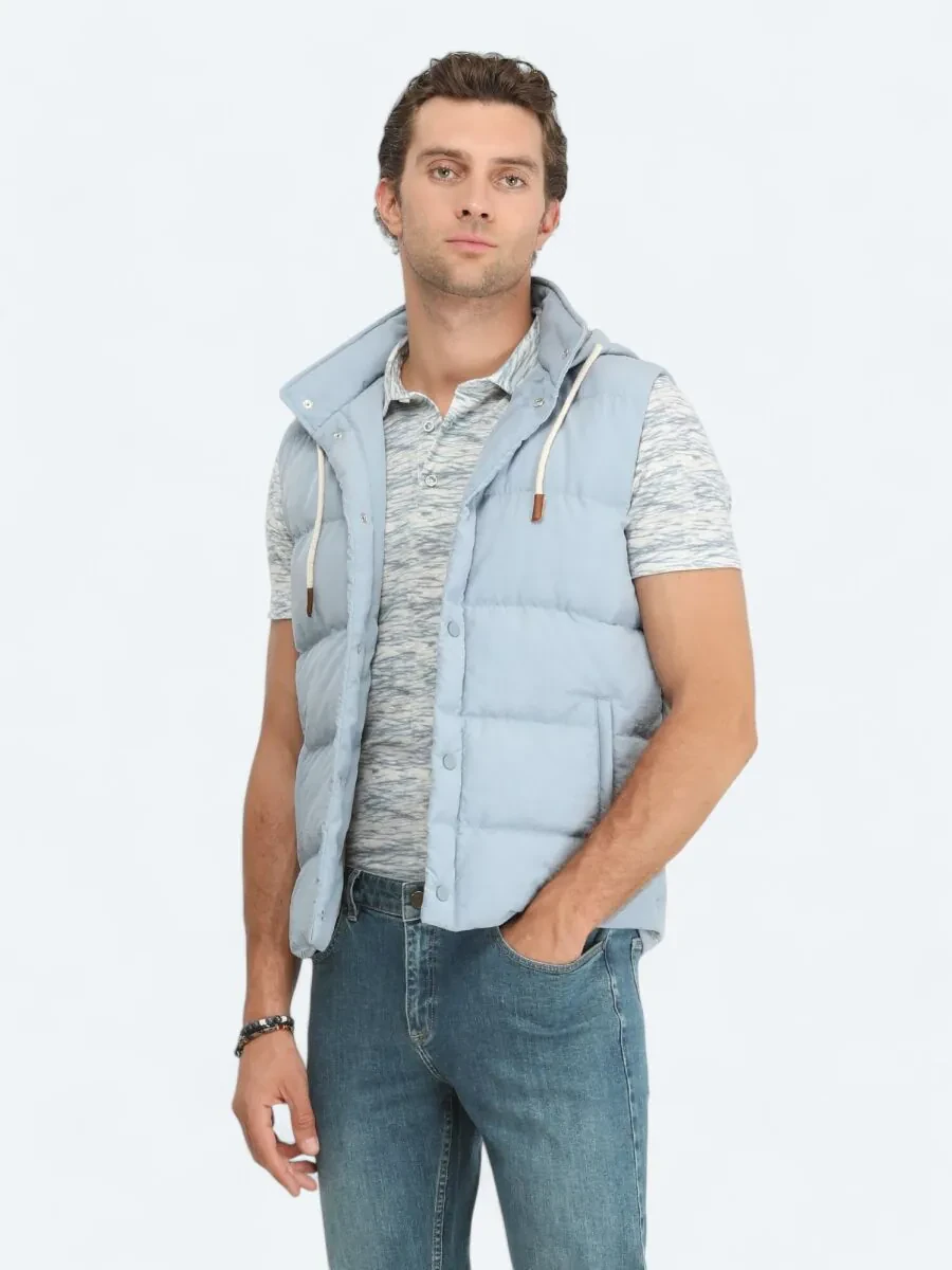 Blue Weaving Puffer Vest - 1