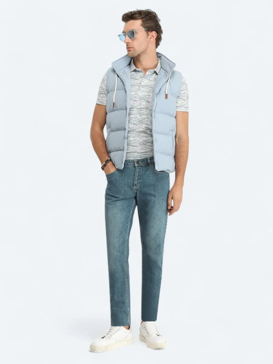 Blue Weaving Puffer Vest - 2