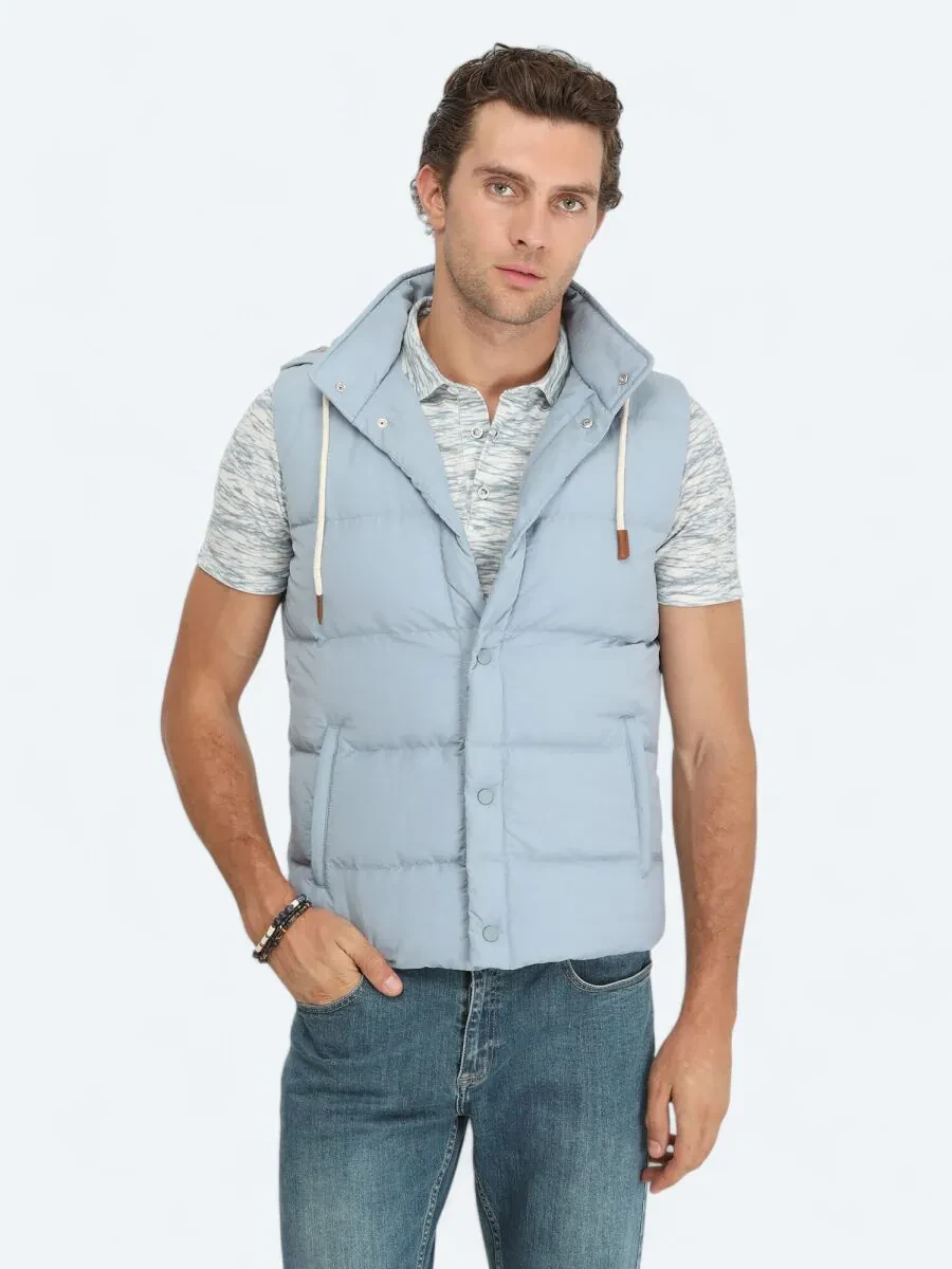 Blue Weaving Puffer Vest - 3