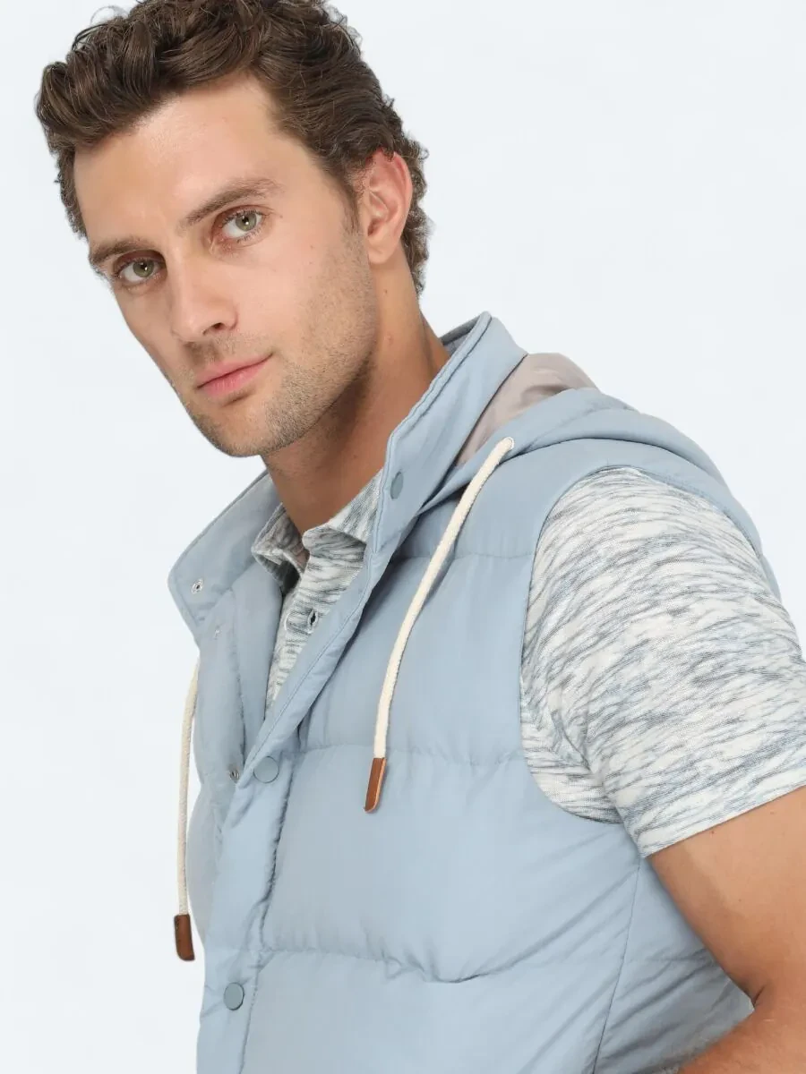 Blue Weaving Puffer Vest - 4