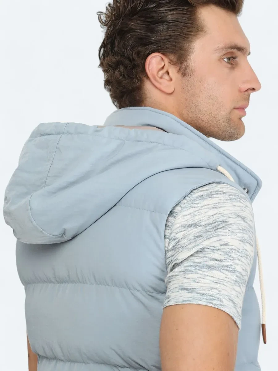 Blue Weaving Puffer Vest - 5