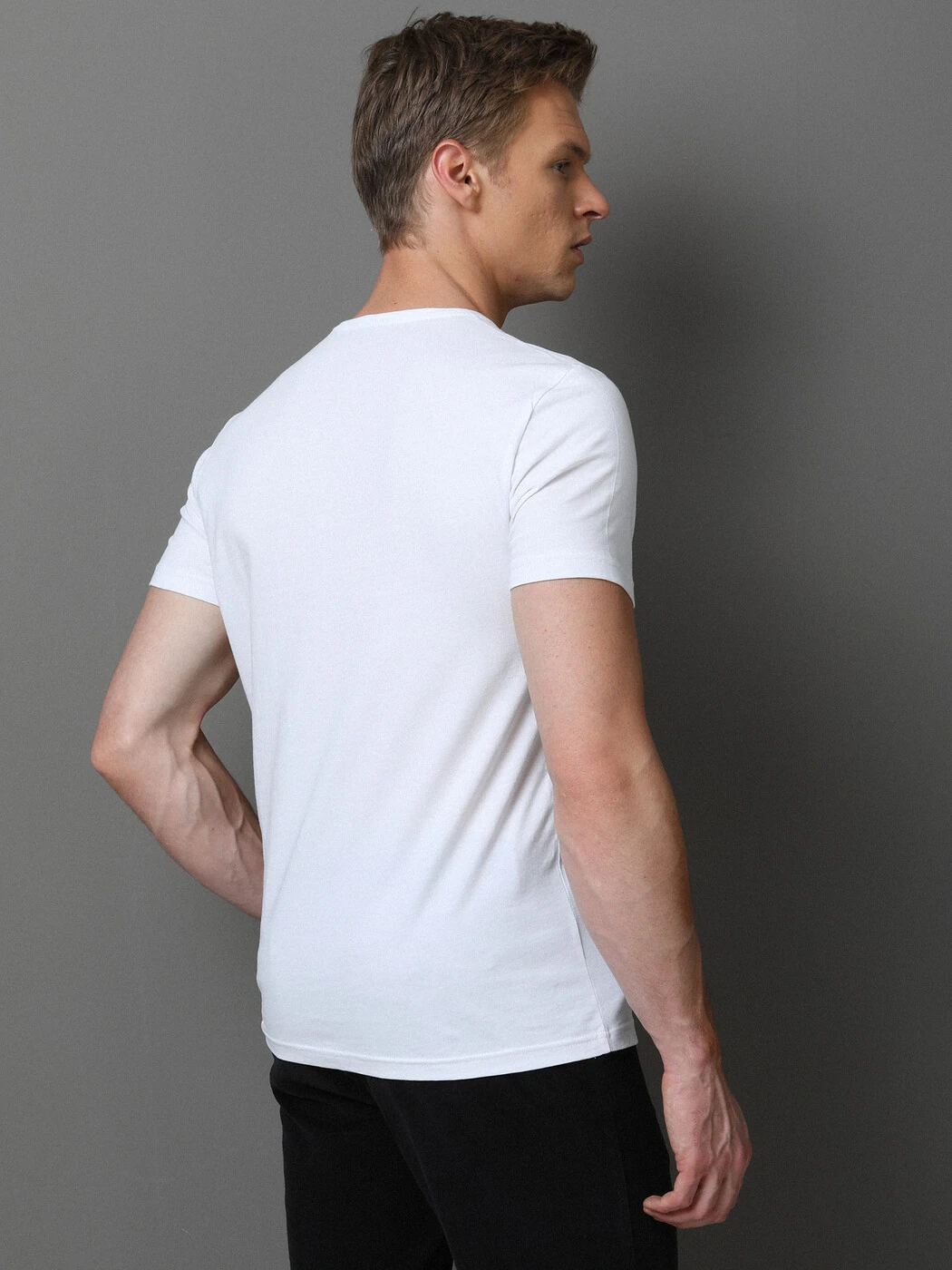 Bordo Baskılı %100 Pamuk T-Shirt - 5
