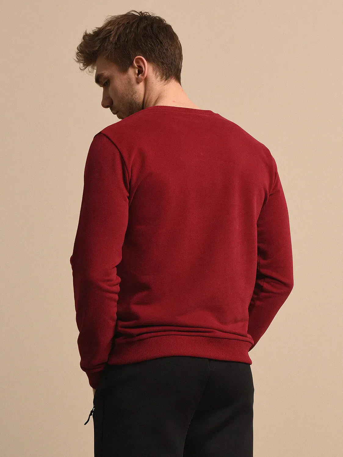 Bordo Baskılı Sweatshırt - 4