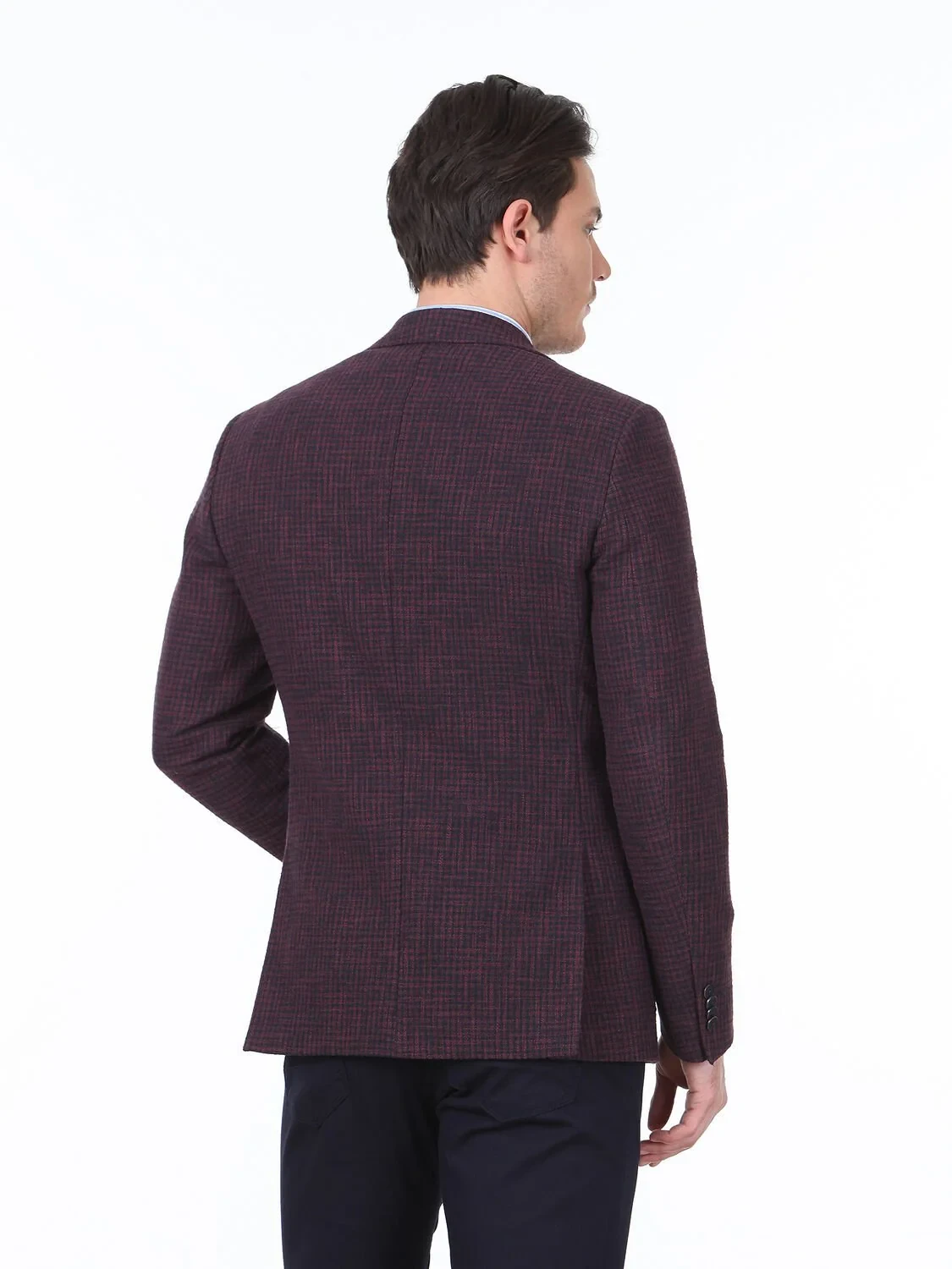 Bordo Desenli Modern Fit Pamuk Karışımlı Ceket - 4