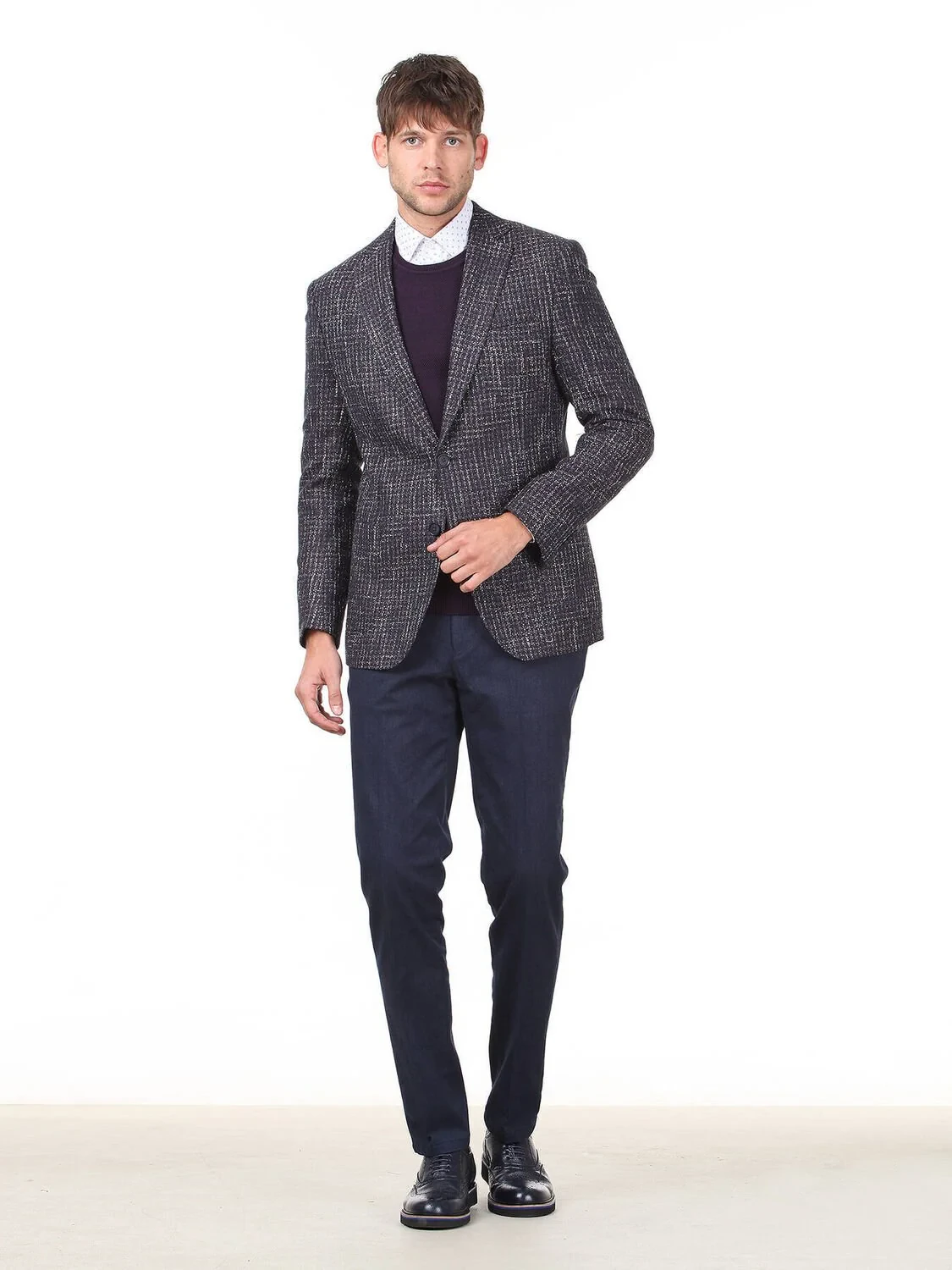 Bordo Desenli Regular Fit Pamuk Karışımlı Ceket - 3