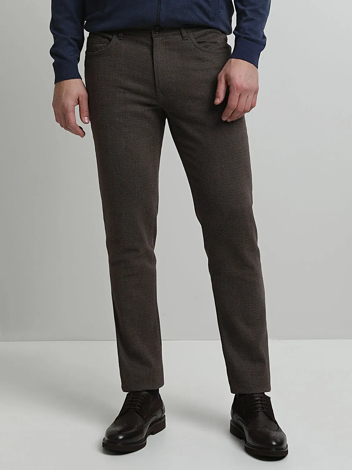 Bordo Dokuma Slim Fit Casual Pamuk Karışımlı Pantolon - 3