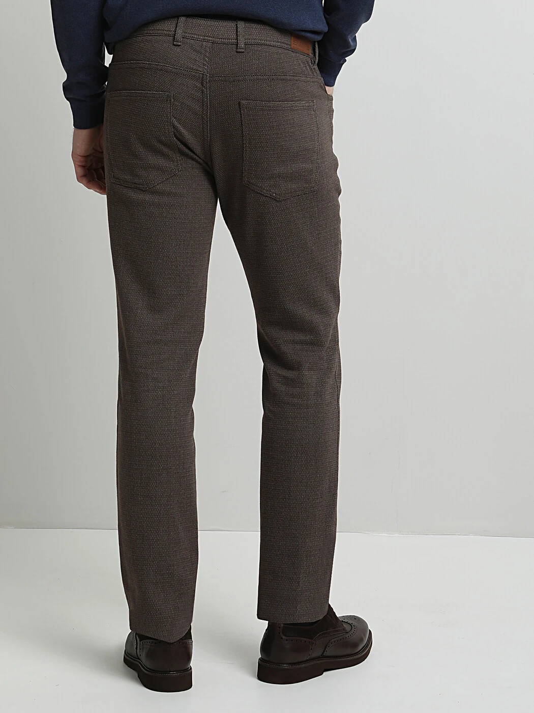 Bordo Dokuma Slim Fit Casual Pamuk Karışımlı Pantolon - 4