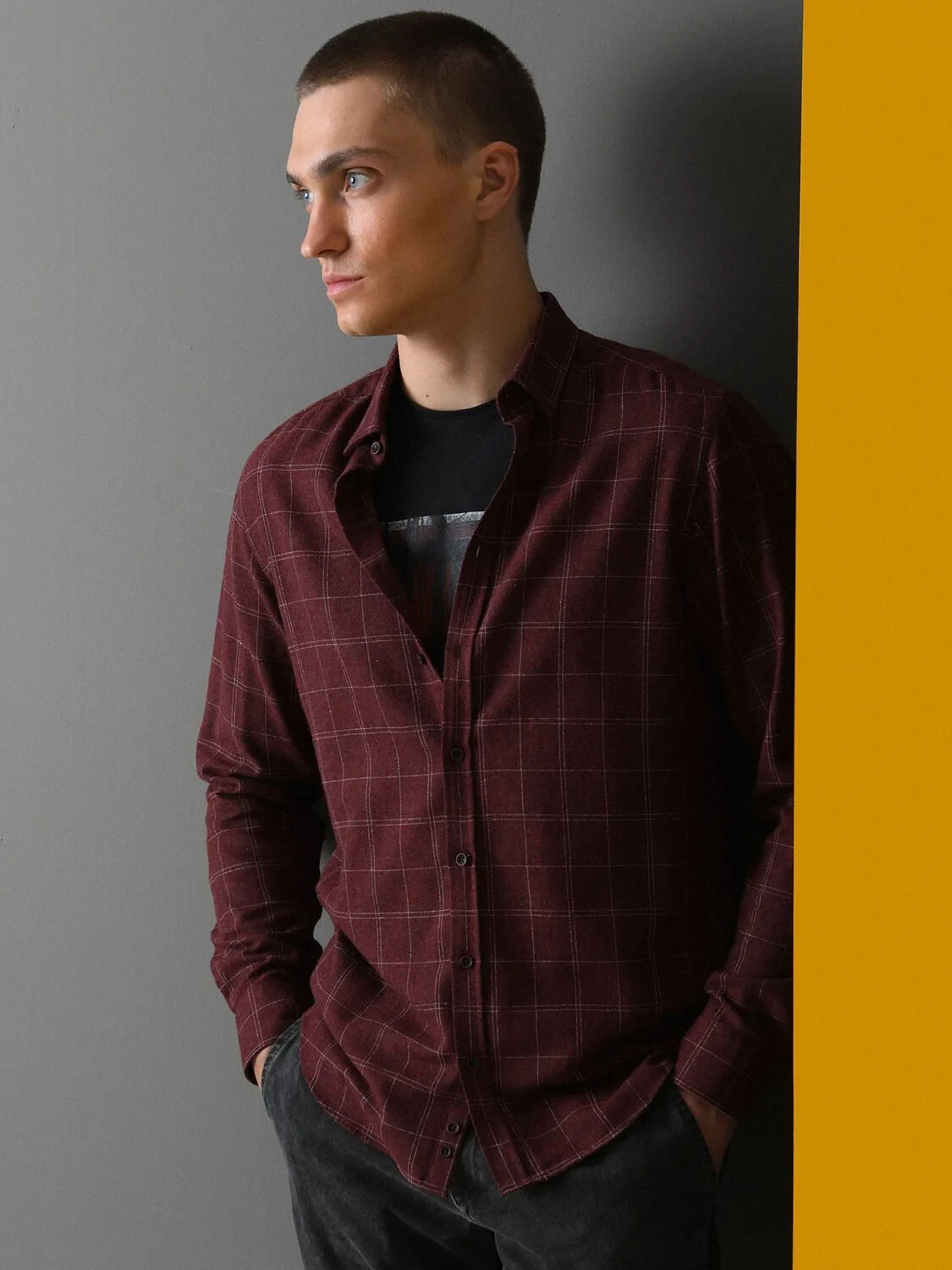 Bordo Kareli Regular Fit Dokuma Casual Pamuk Karışımlı Gömlek - 2