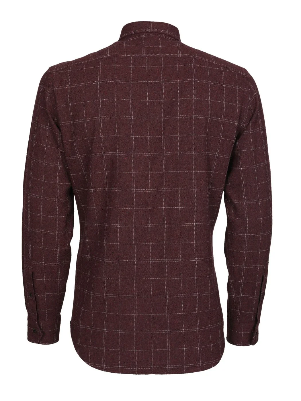 Bordo Kareli Regular Fit Dokuma Casual Pamuk Karışımlı Gömlek - 7
