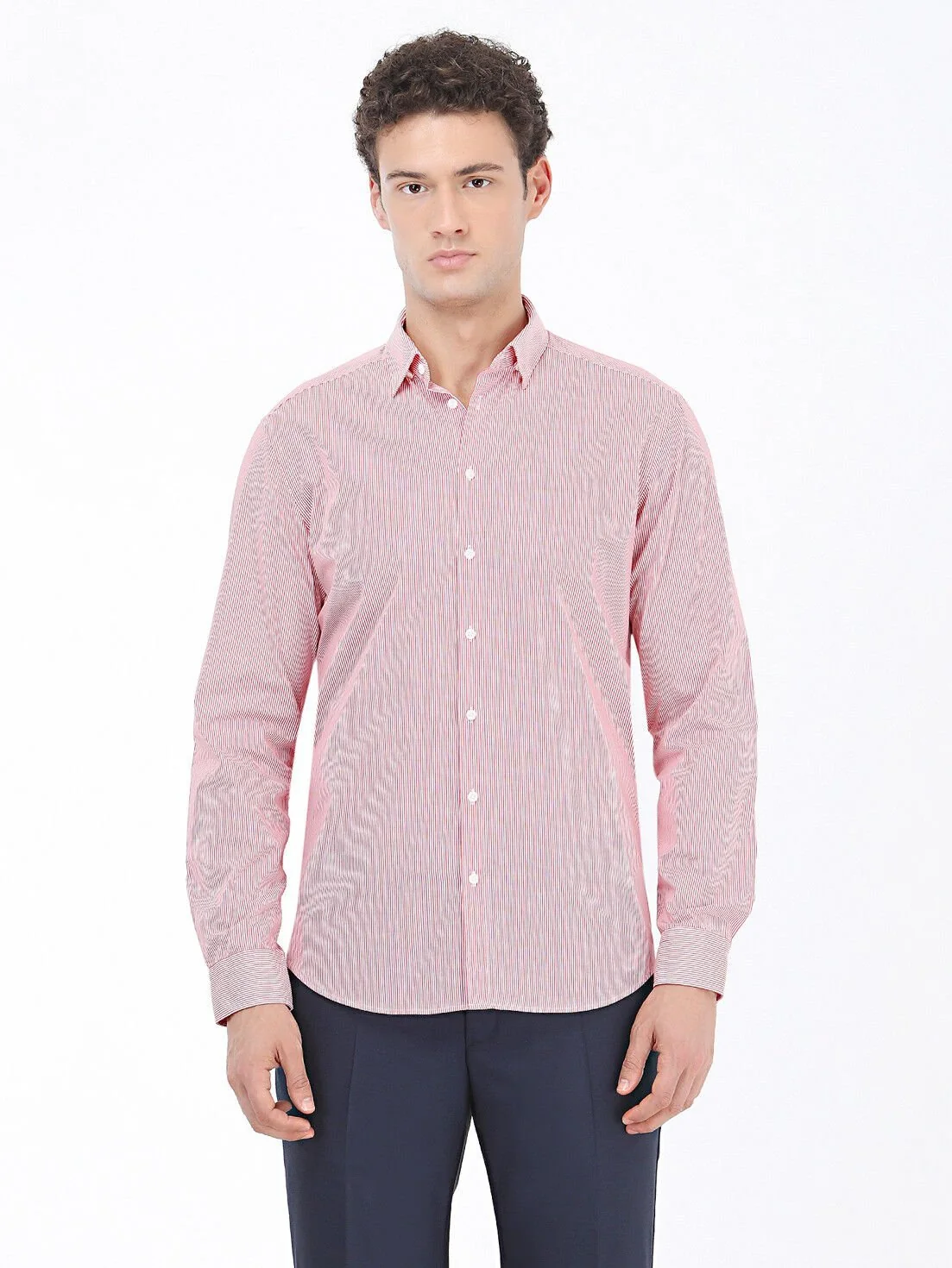 Bordo Regular Fit Dokuma Casual %100 Pamuk Gömlek - 1