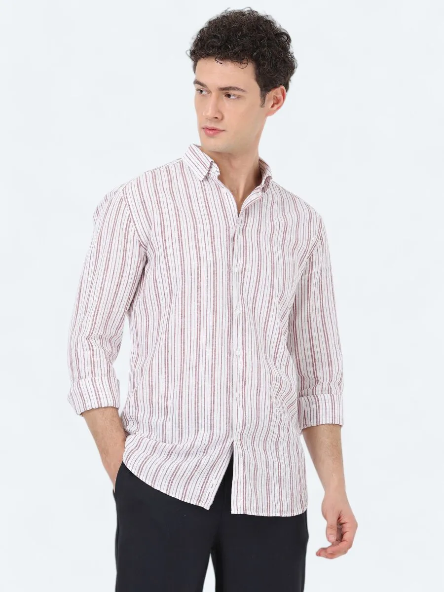 Bordo Regular Fit Dokuma Casual Pamuk Karışımlı Gömlek - 3