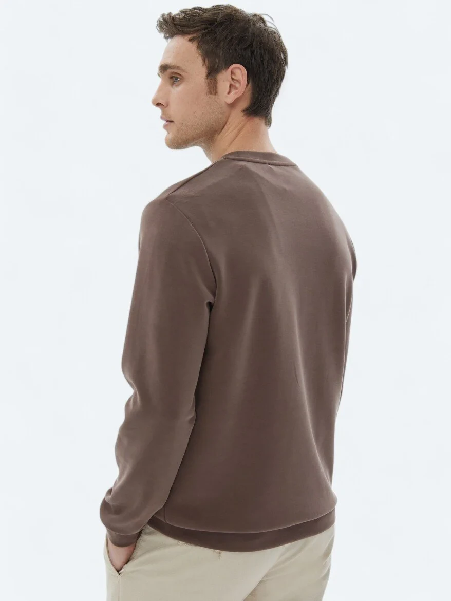Brown Crew Neck Printed Sweatshirt - 5