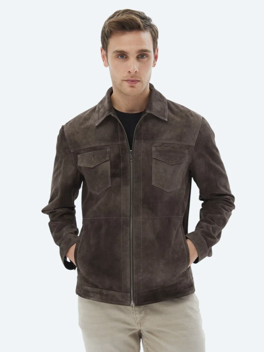 Brown Double-Sided Leather Coat - 1