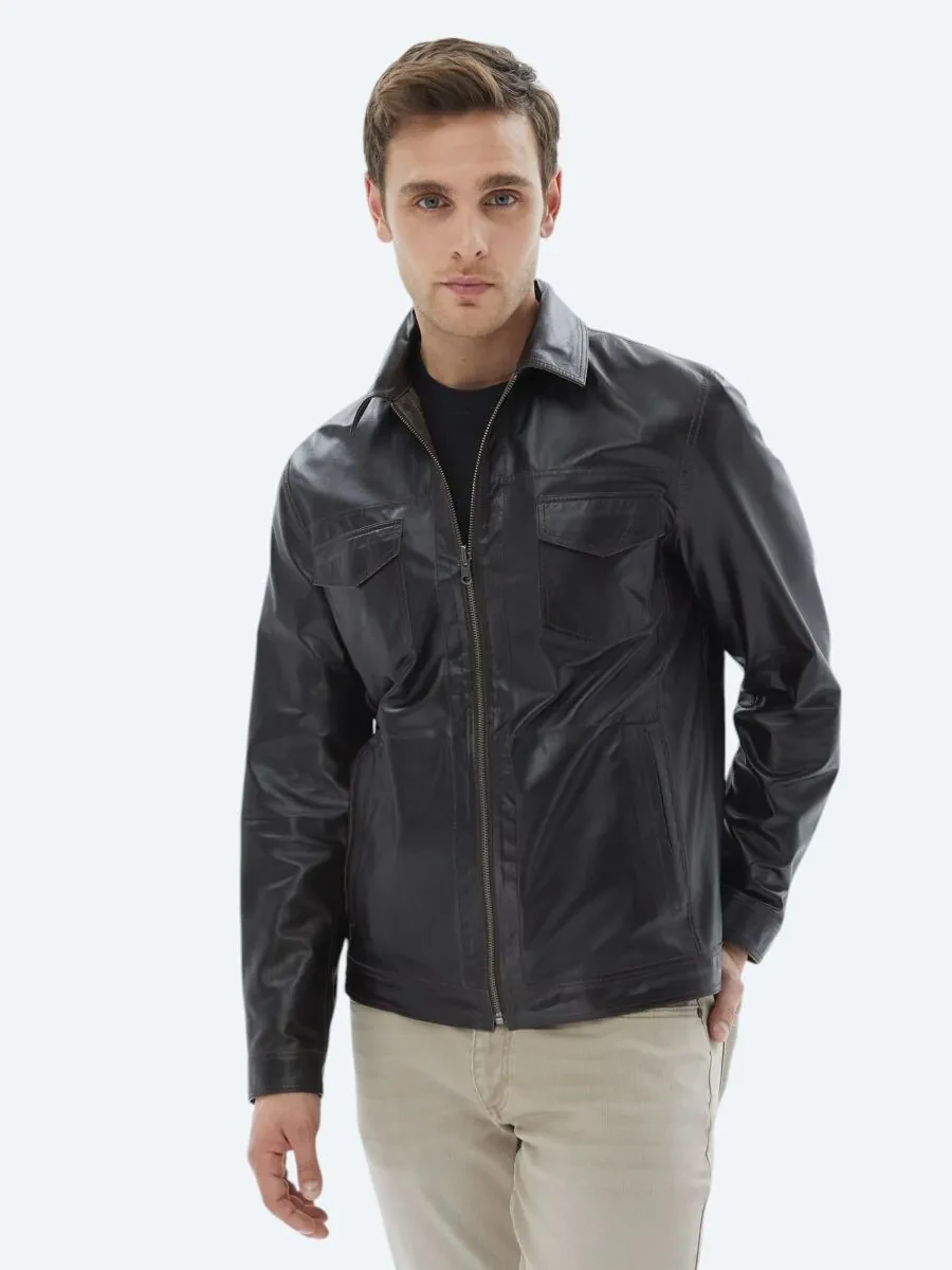 Brown Double-Sided Leather Coat - 2
