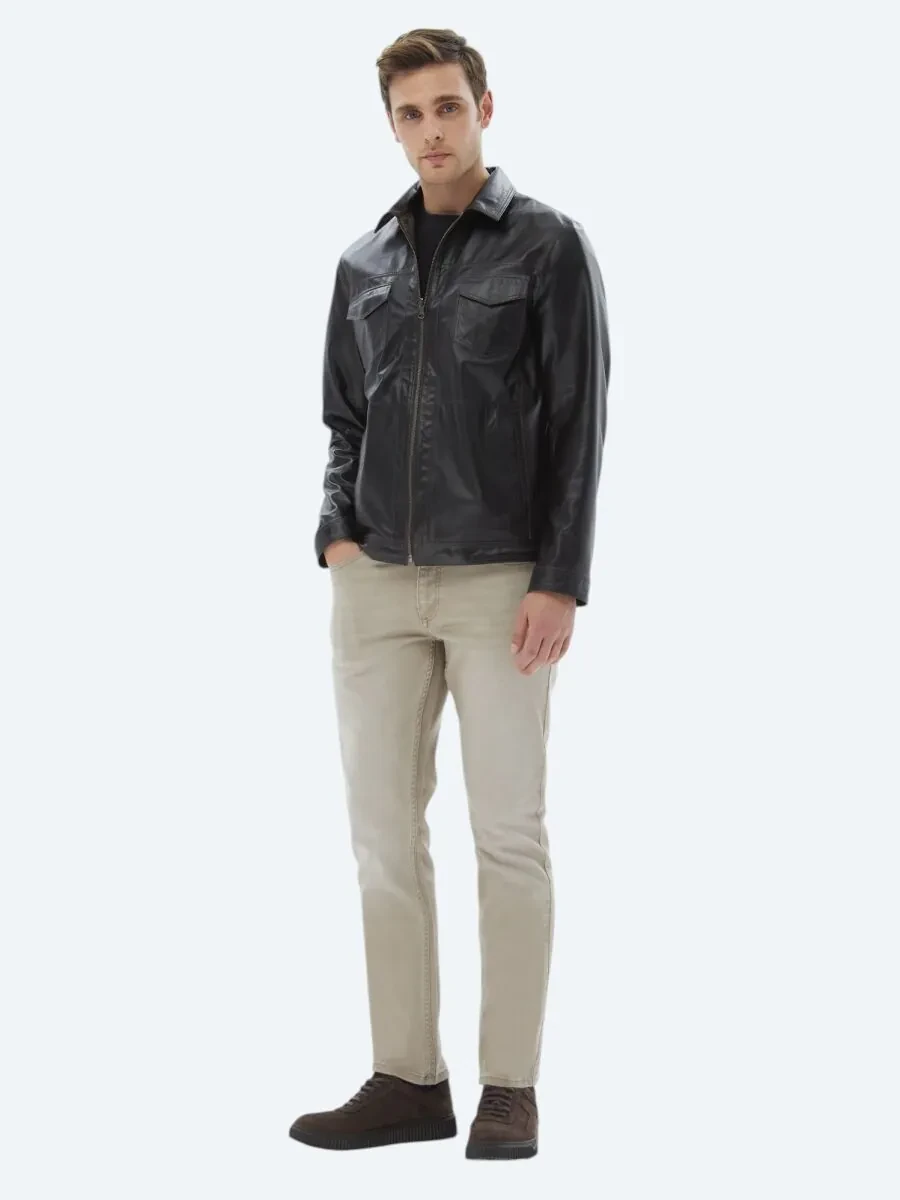 Brown Double-Sided Leather Coat - 4