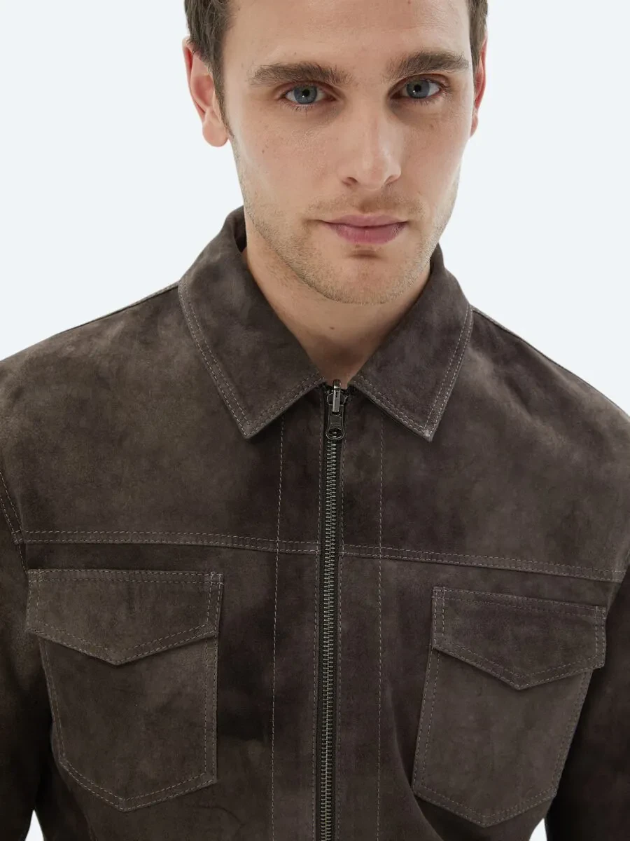 Brown Double-Sided Leather Coat - 5
