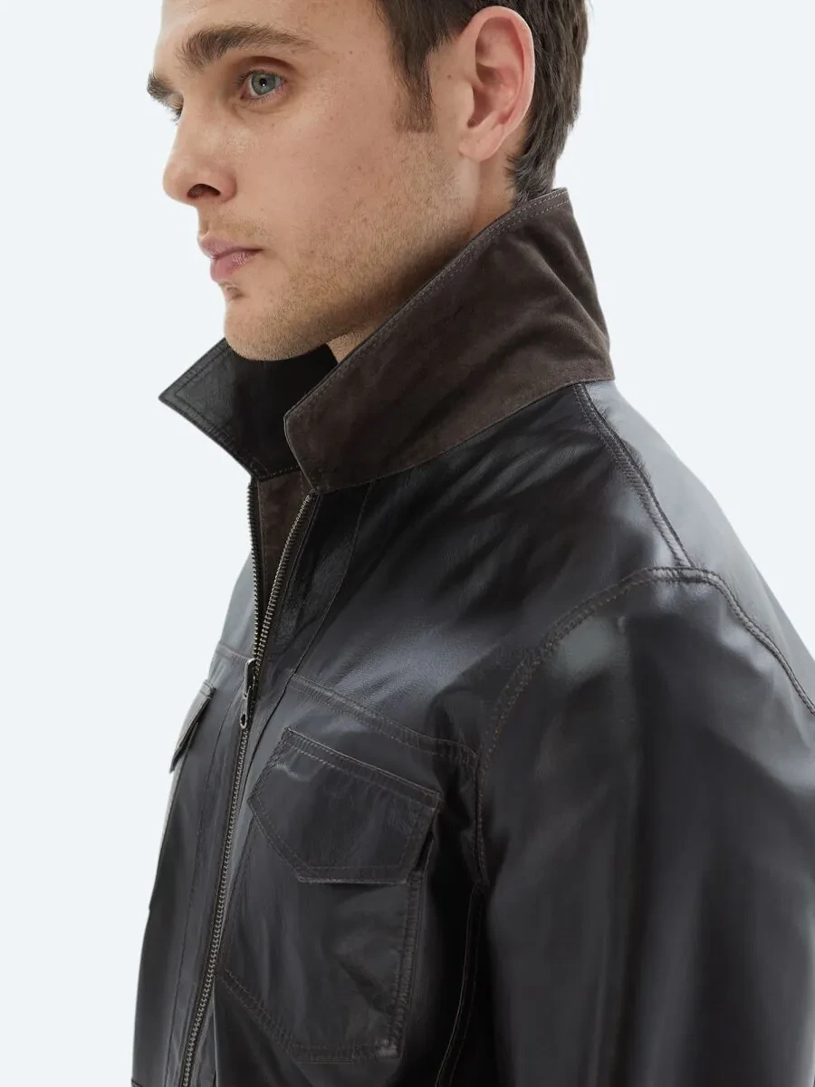 Brown Double-Sided Leather Coat - 6