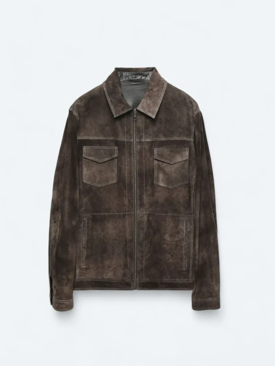 Brown Double-Sided Leather Coat - 8