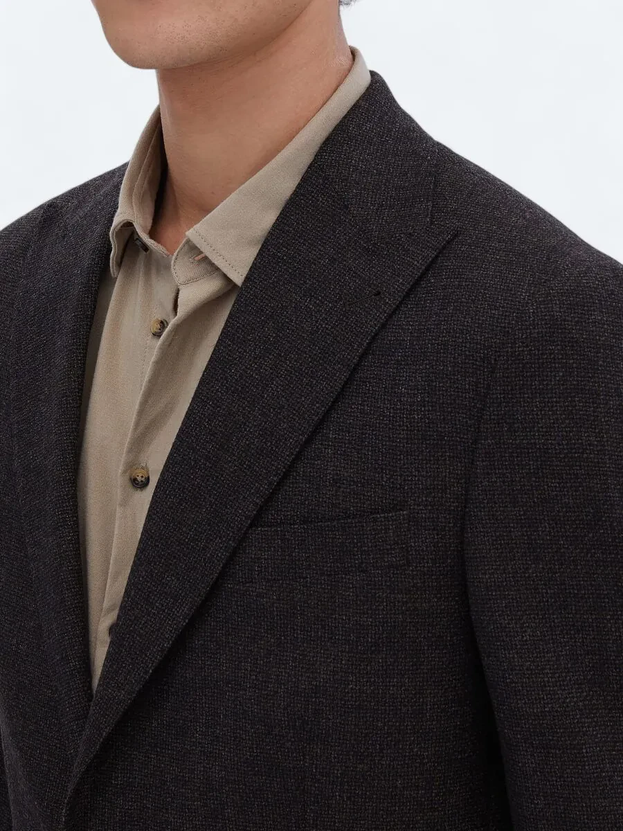Brown Patterned Comfort Fit 100% Wool Jacket - 3