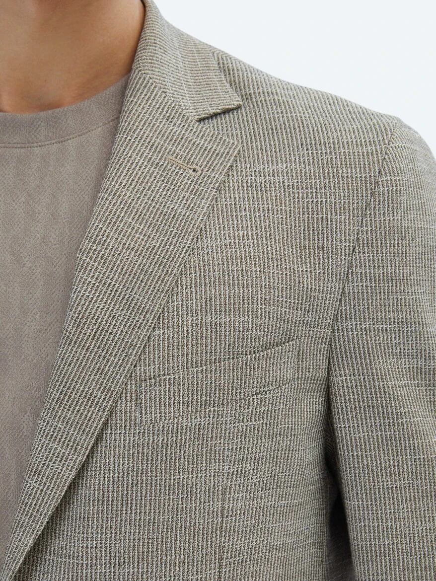 Brown Patterned Regular Fit Jacket - 5