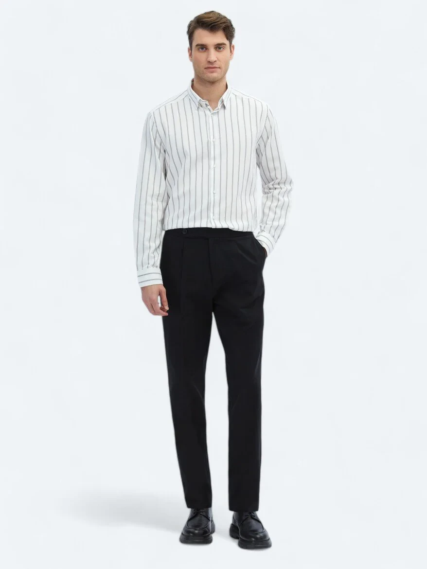 Brown Striped Regular Fit Weaving Casual 100% Cotton Shirt - 2