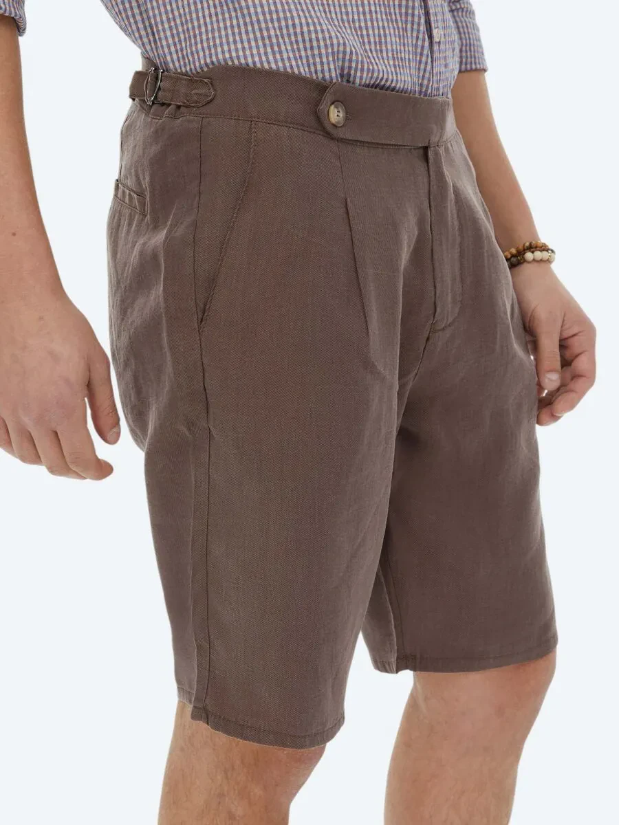 Brown Weaving Carrot Fit Casual Bermuda - 3