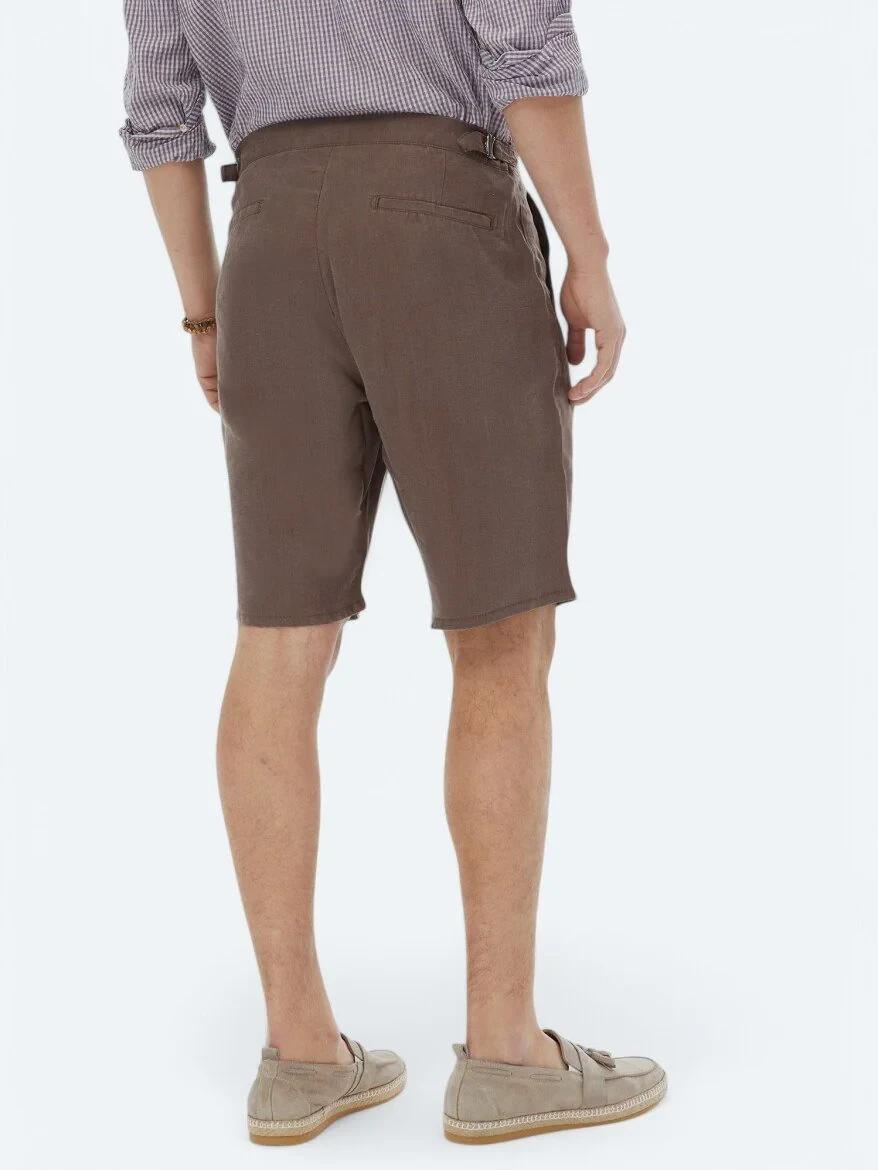Brown Weaving Carrot Fit Casual Bermuda - 5
