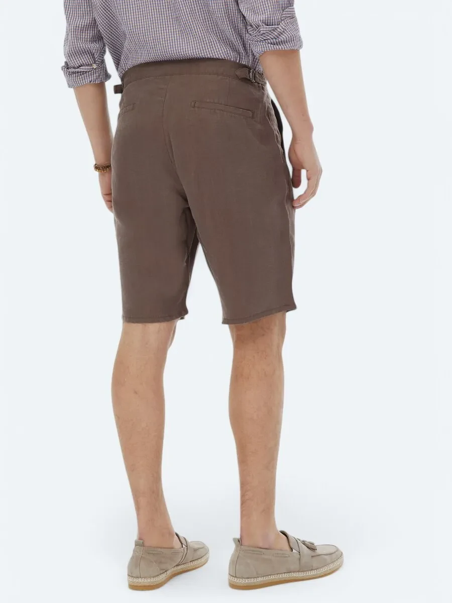 Brown Weaving Carrot Fit Casual Bermuda - 5