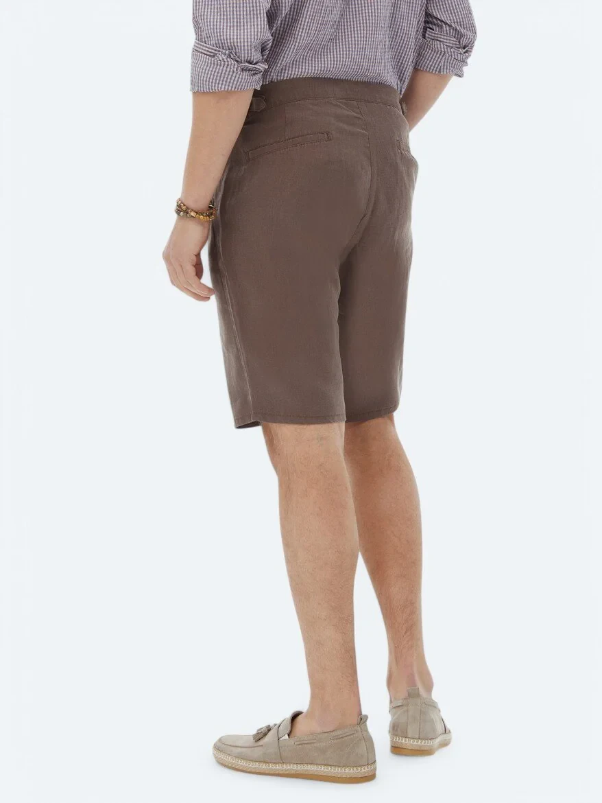 Brown Weaving Carrot Fit Casual Bermuda - 6