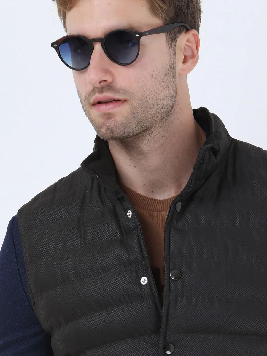 Brown Weaving Puffer Vest - 3