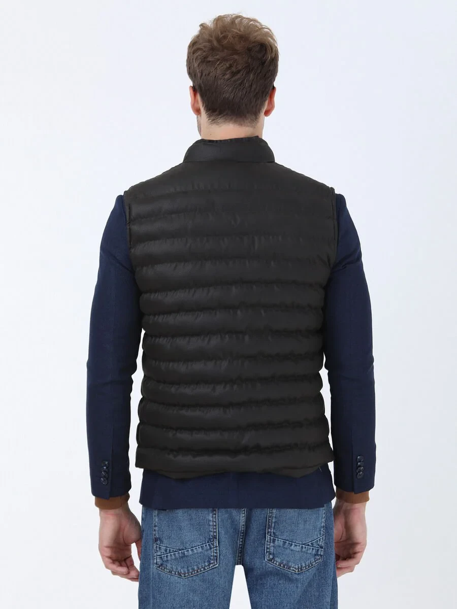 Brown Weaving Puffer Vest - 4