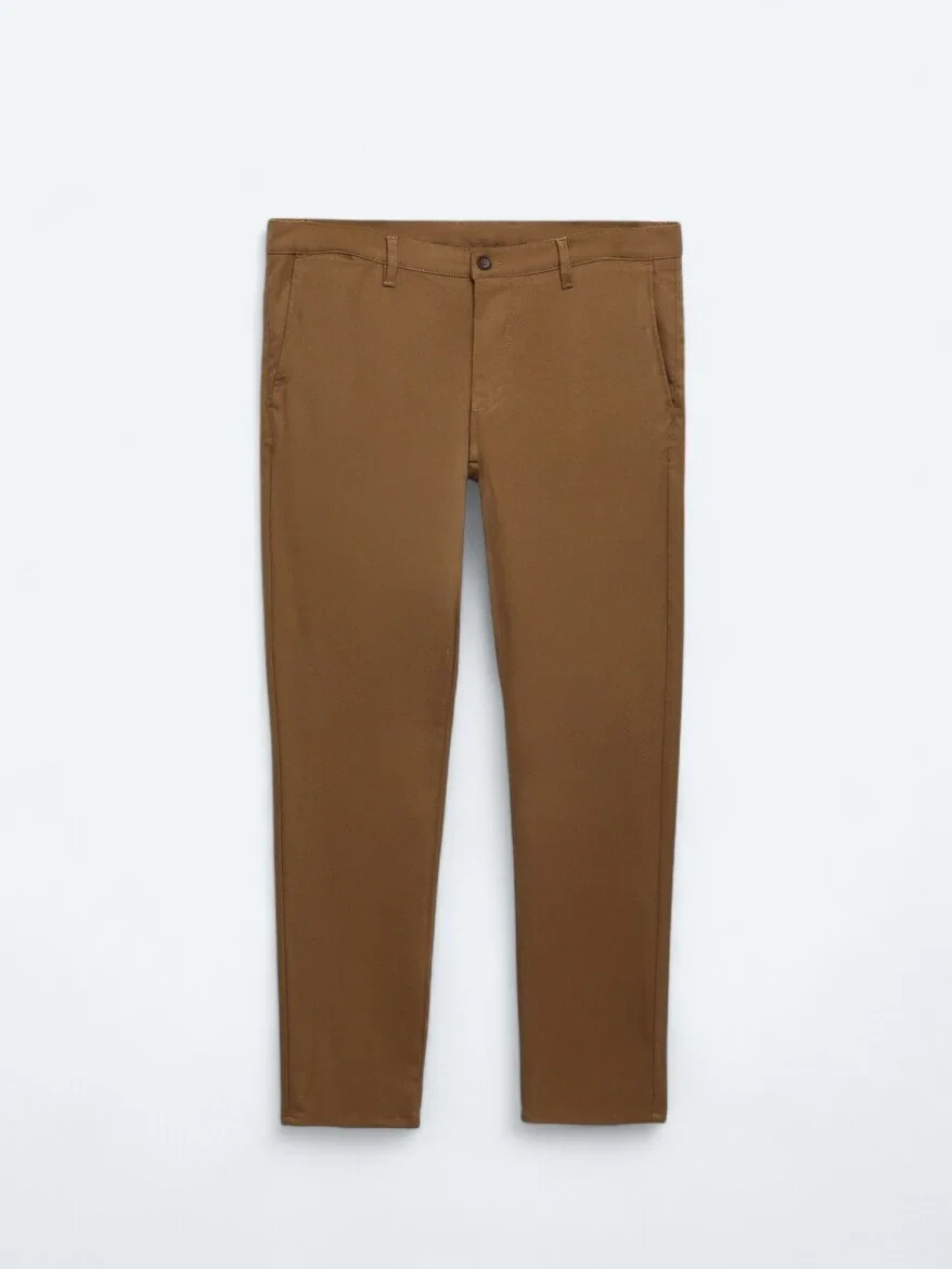 Brown Weaving Slim Fit Casual Trousers - 6