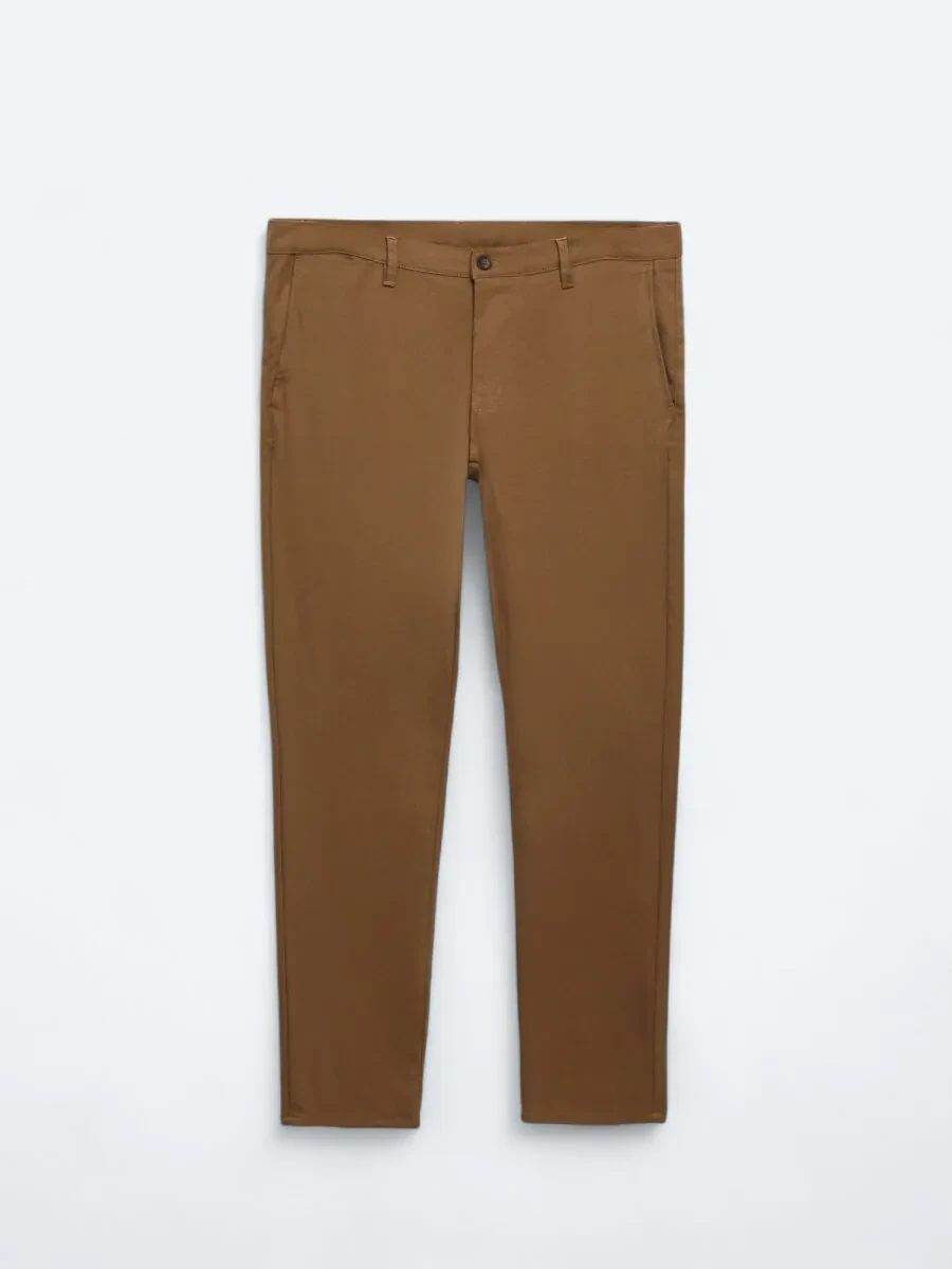 Brown Weaving Slim Fit Casual Trousers - 6