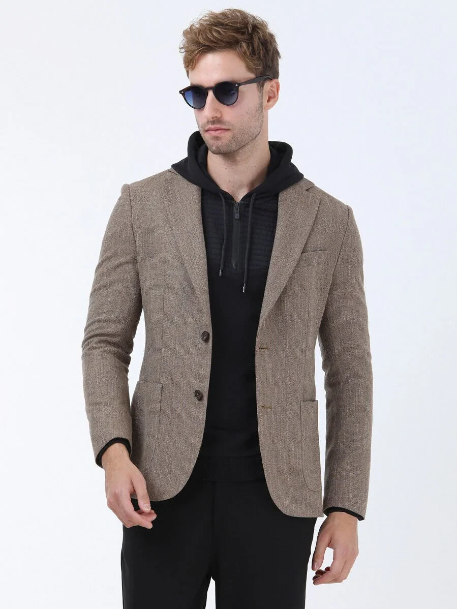 Buff Micro Modern Fit Wool Blended Jacket - 1