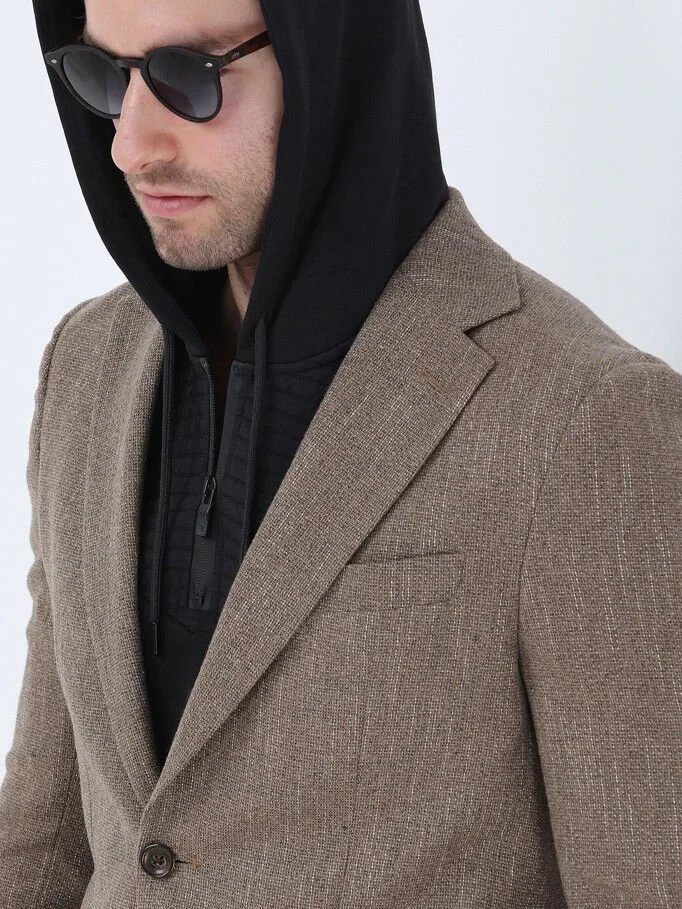 Buff Micro Modern Fit Wool Blended Jacket - 4
