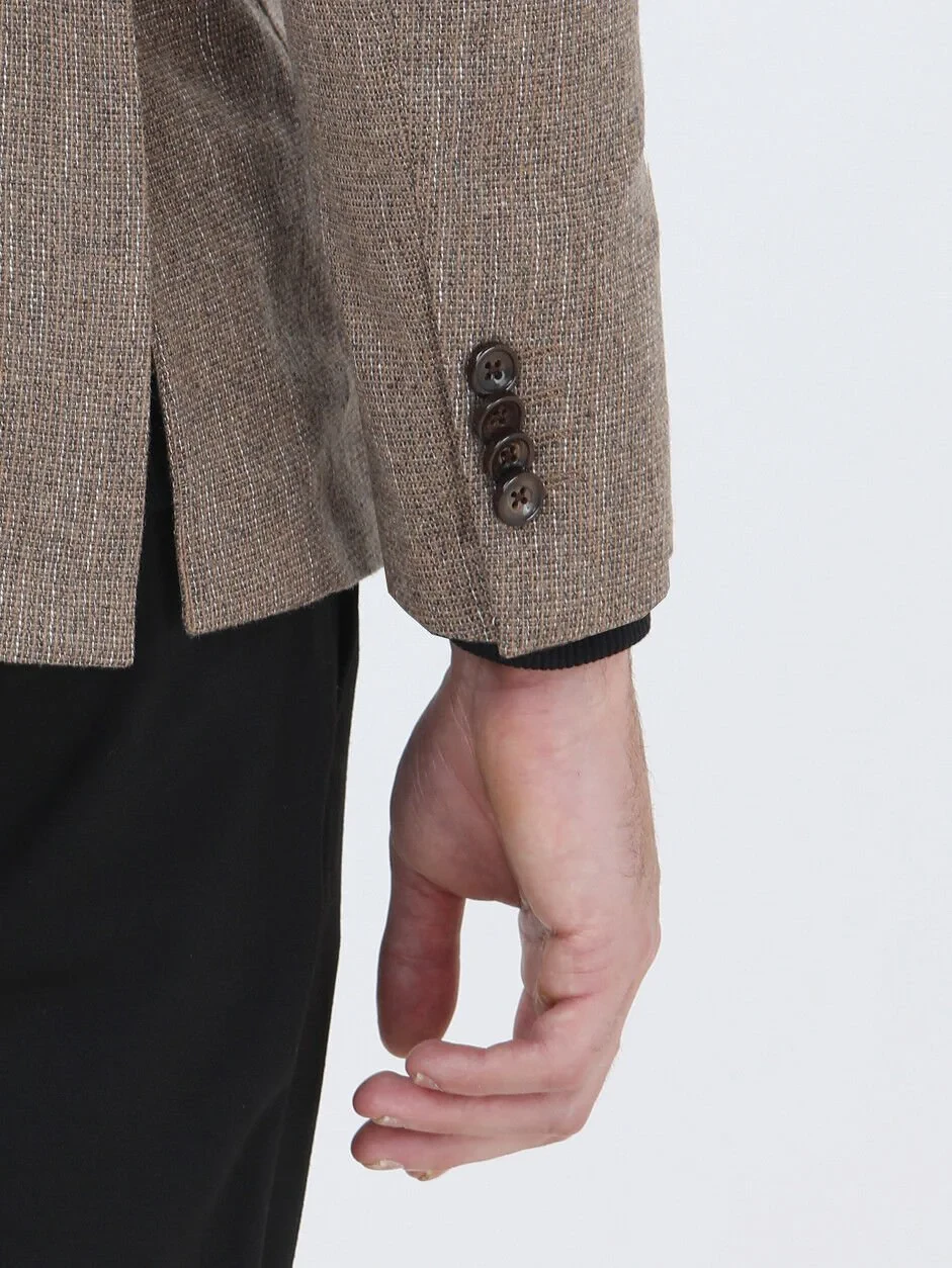 Buff Micro Modern Fit Wool Blended Jacket - 5
