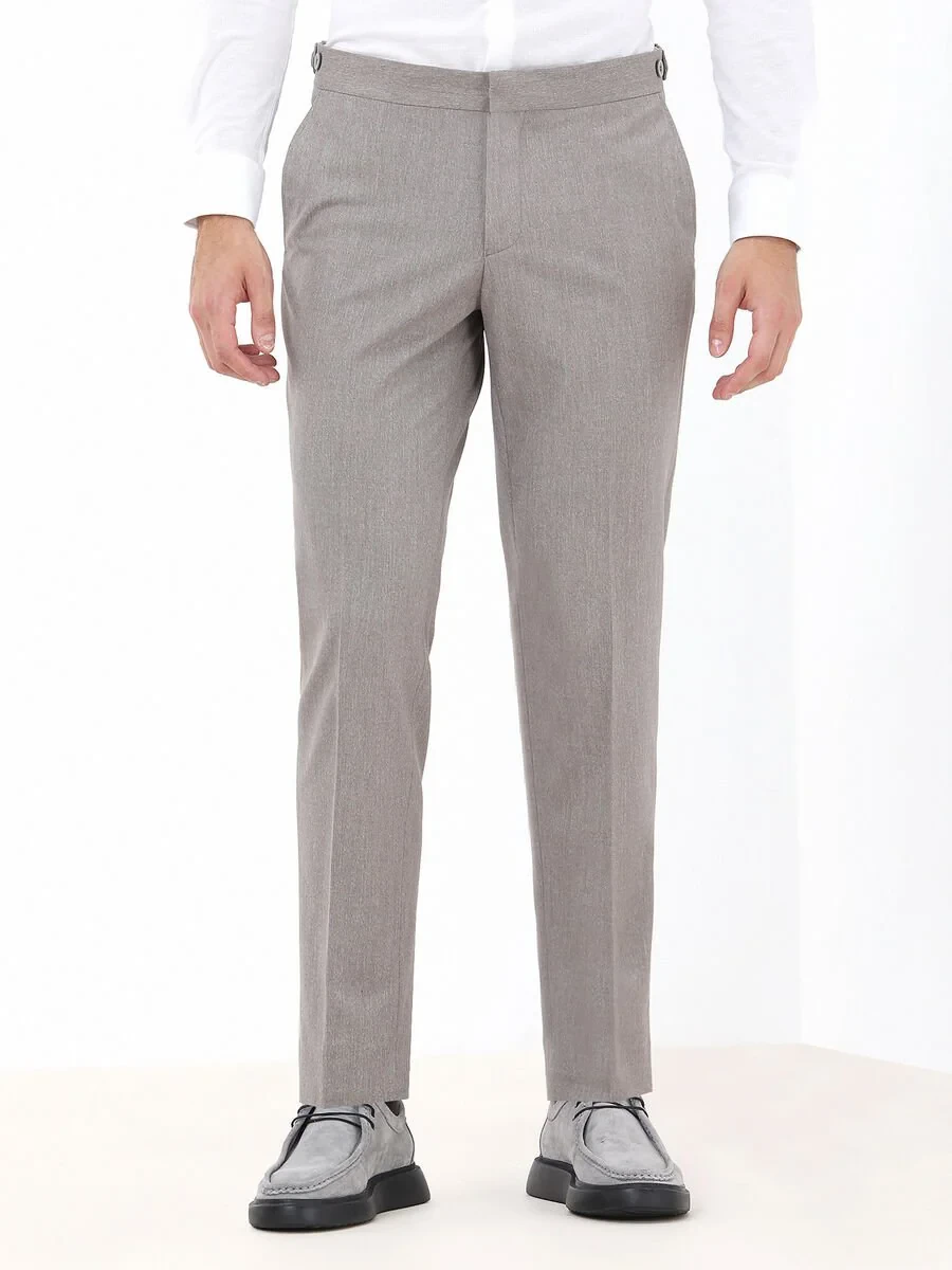 Buff Weaving Fitted Fit Classical Trousers - 1