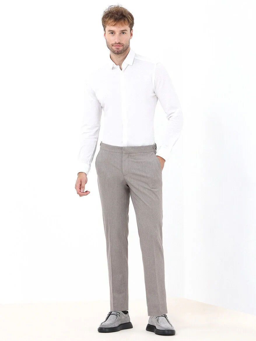 Buff Weaving Fitted Fit Classical Trousers - 2